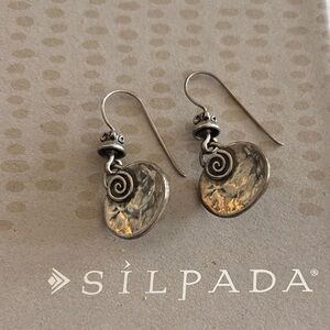 Silpada Textured Silver Earrings with Swirl Accent W1354